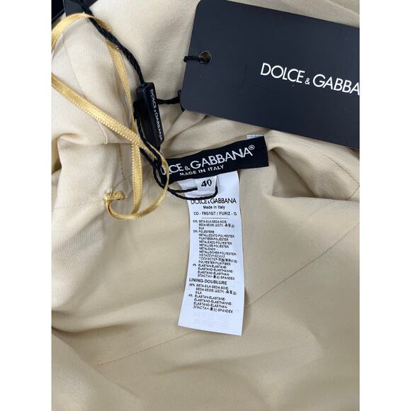 NWT DOLCE & GABBANA One-shoulder Metallic Silk blend Midi Dress Gold 46 XL - Picture 9 of 10